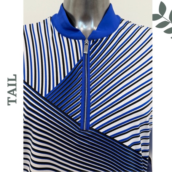 Tail UPF 50+ Sleeveless Golf Top in Modern Stripe Design Blue & White Medium - Picture 7 of 10